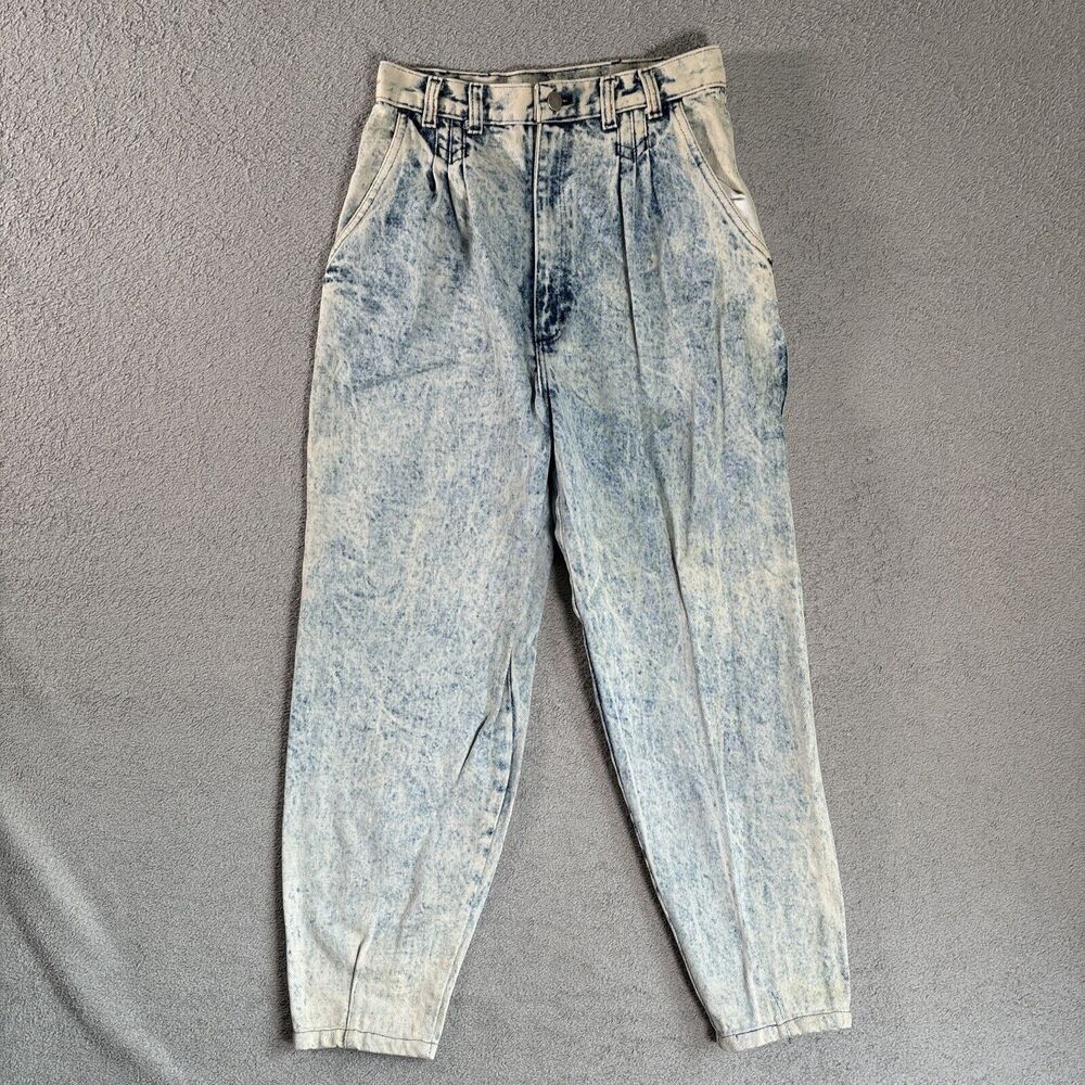 Vintage Womens Mom Jeans Acid Wash Size 26" High Waist 80s Grunge Retro Bareback